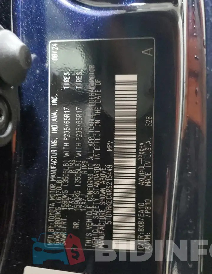 5TDYRKECXRS215449 Photo# 13