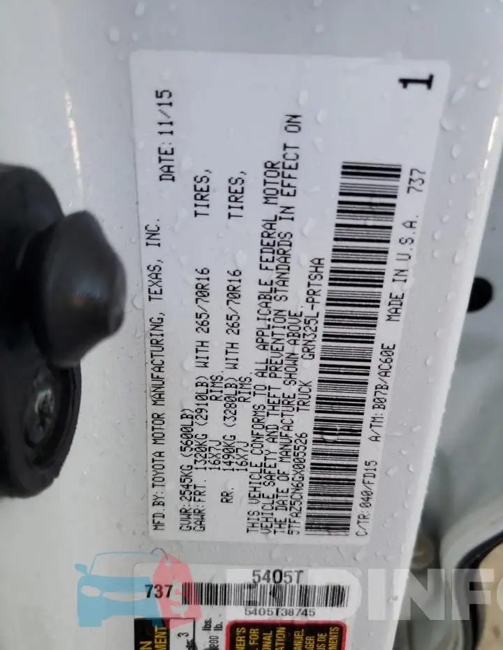 5TFAZ5CN6GX005526 Photo# 12
