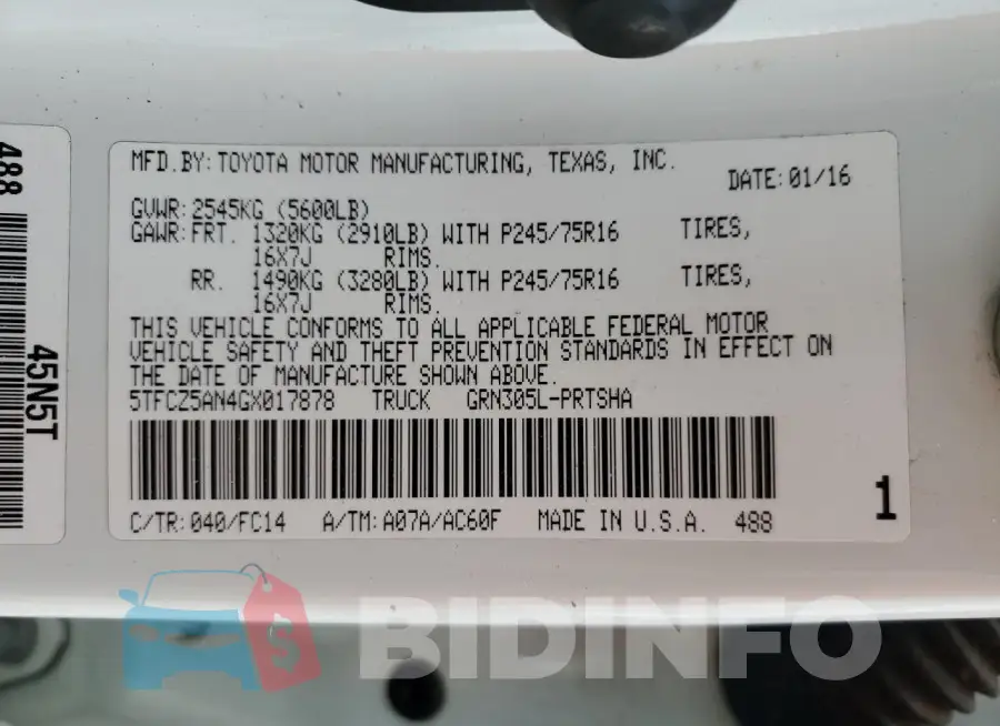 5TFCZ5AN4GX017878 Photo# 13