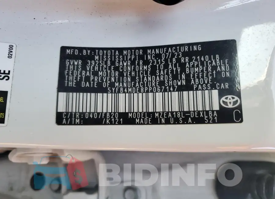 5YFB4MDE8PP067147 Photo# 12