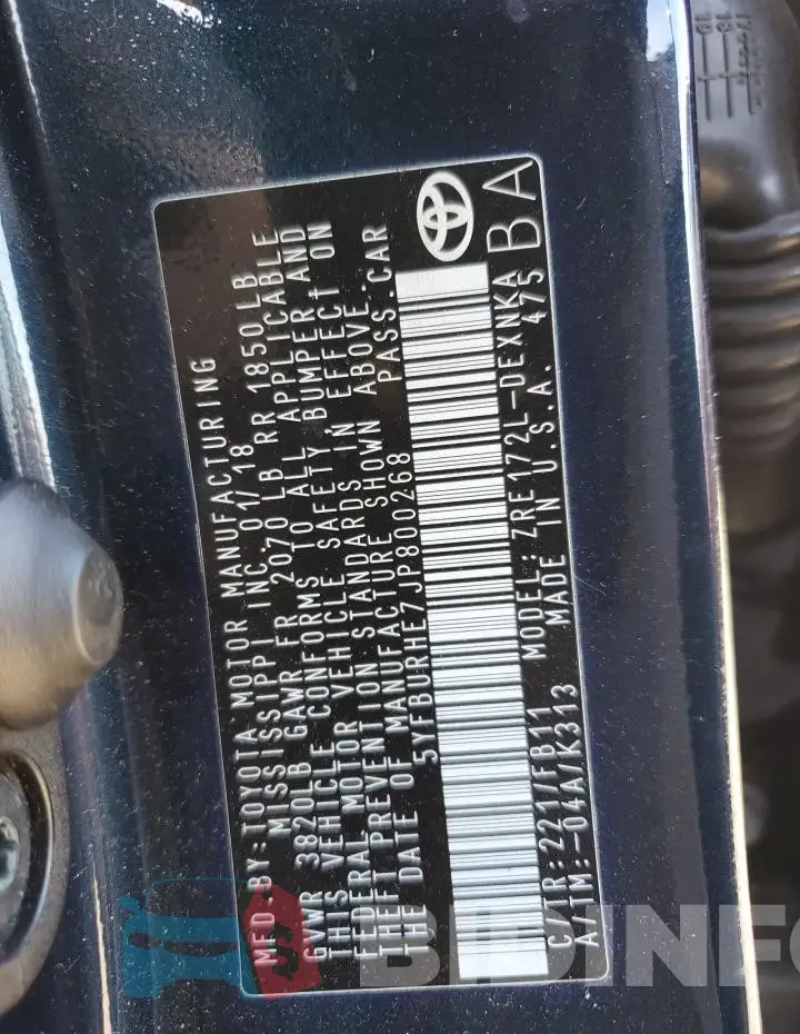 5YFBURHE7JP800268 Photo# 13