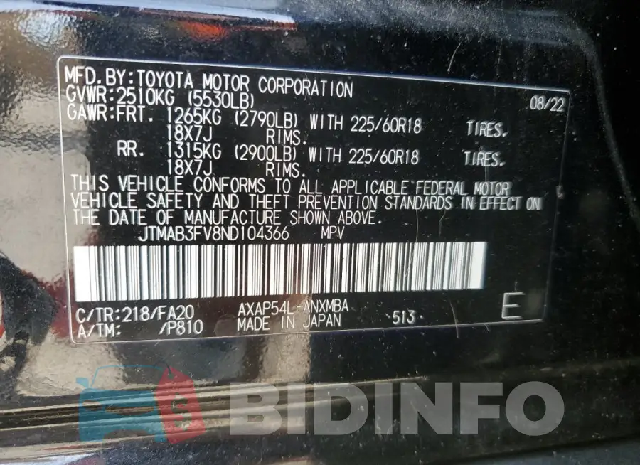 JTMAB3FV8ND104366 Photo# 13