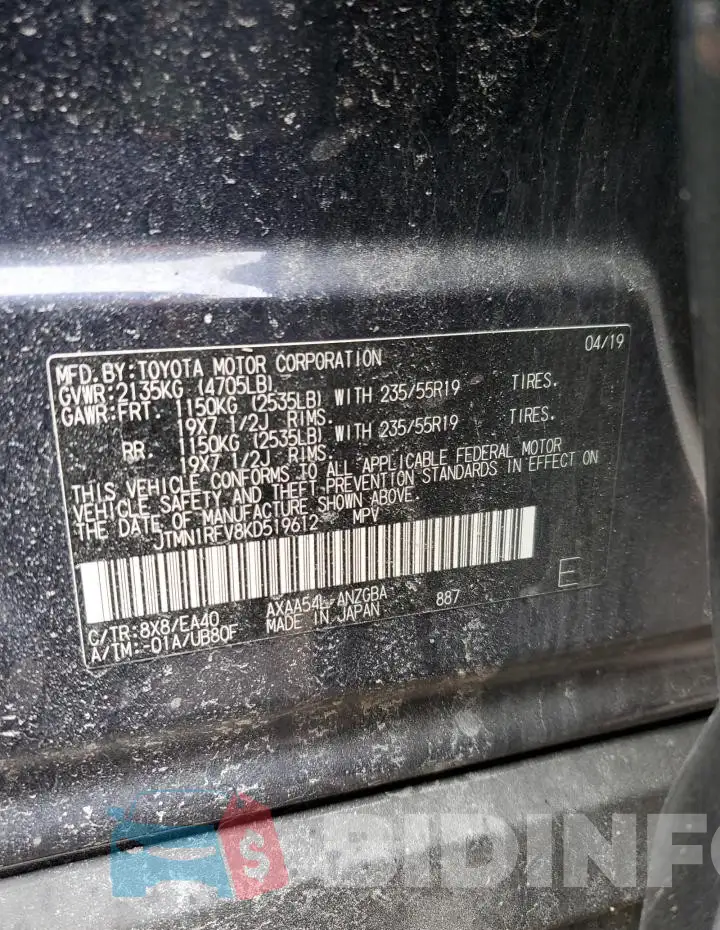 JTMN1RFV8KD519612 Photo# 13