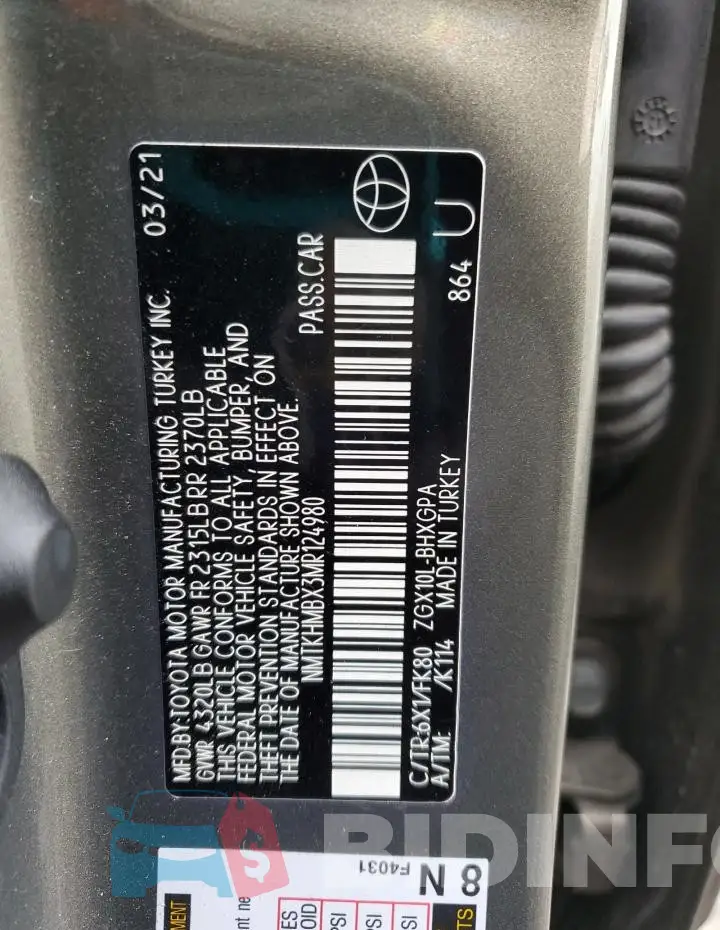 NMTKHMBX3MR124980 Photo# 13