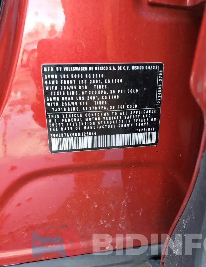 3VV2B7AX6NM126084 Photo# 13