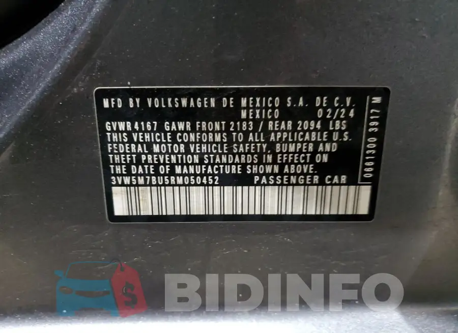 3VW5M7BU5RM050452 Photo# 13