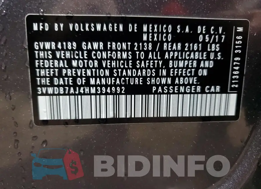 3VWDB7AJ4HM394992 Photo# 12