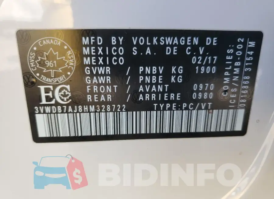 3VWDB7AJ8HM328722 Photo# 13