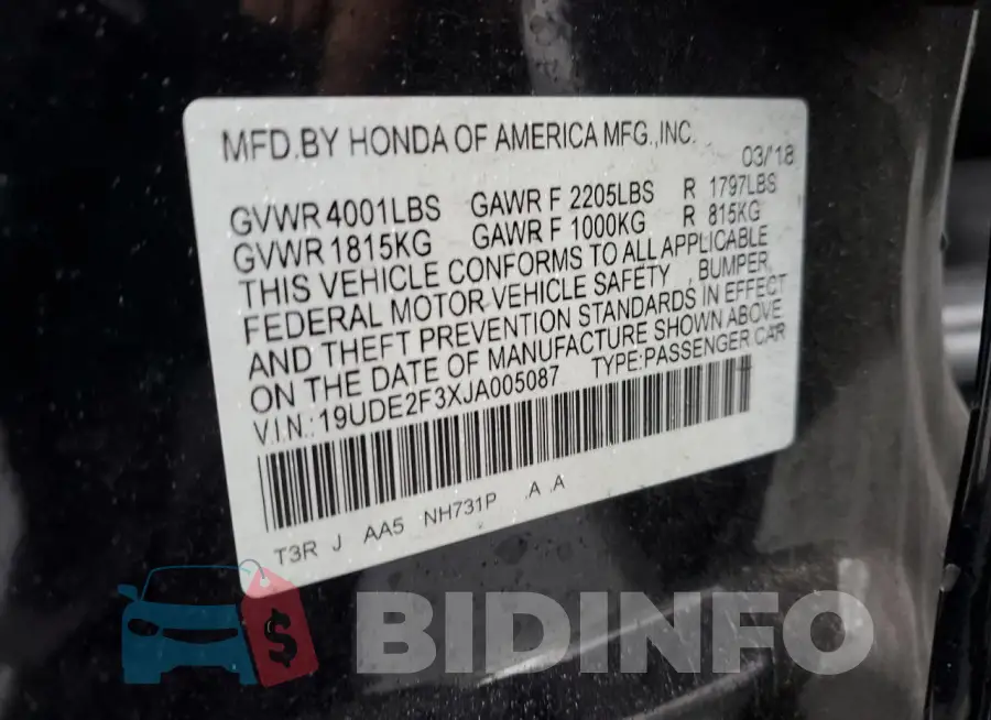 19UDE2F3XJA005087 Photo# 12