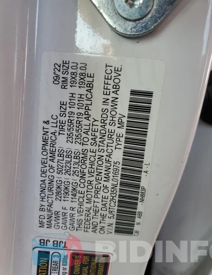 5J8TC2H35NL016975 Photo# 14