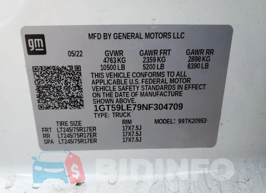 1GT59LE79NF304709 Photo# 13
