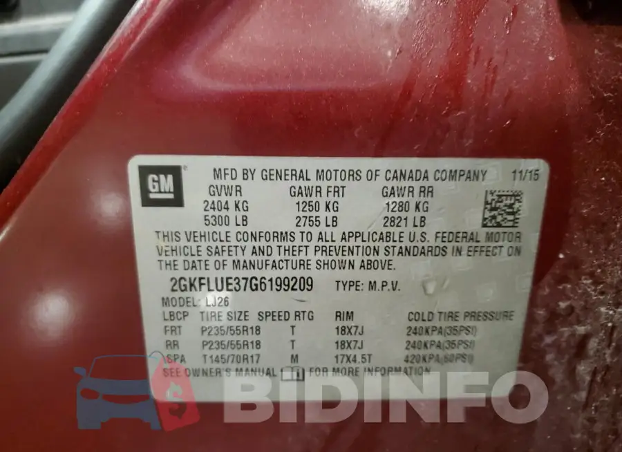 2GKFLUE37G6199209 Photo# 13