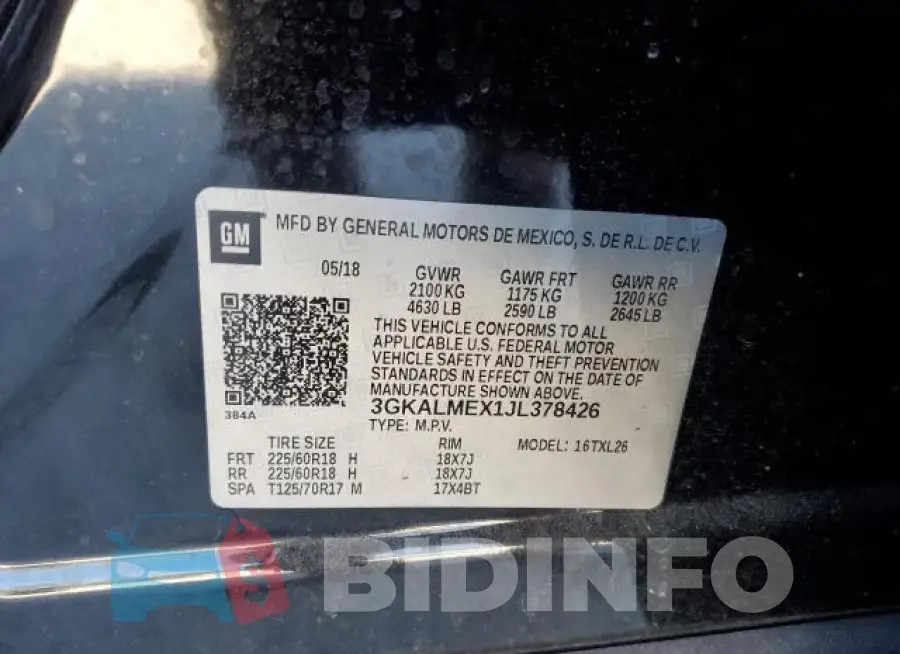3GKALMEX1JL378426 Photo# 14