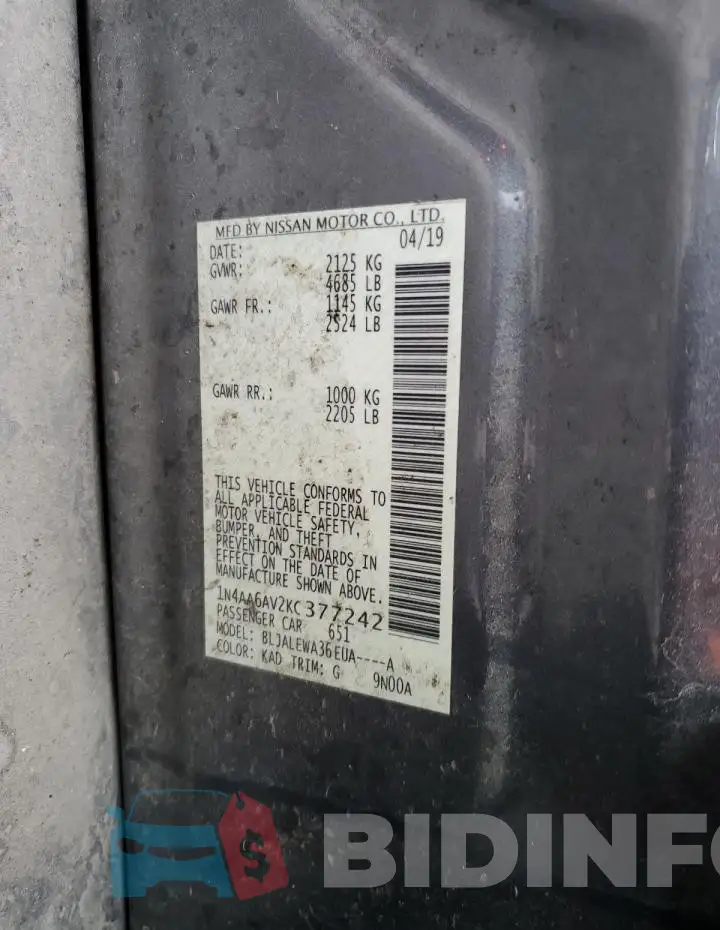 1N4AA6AV2KC377242 Photo# 12