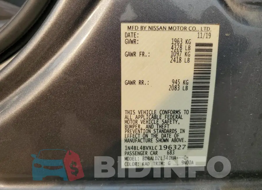 1N4BL4BVXLC196327 Photo# 13