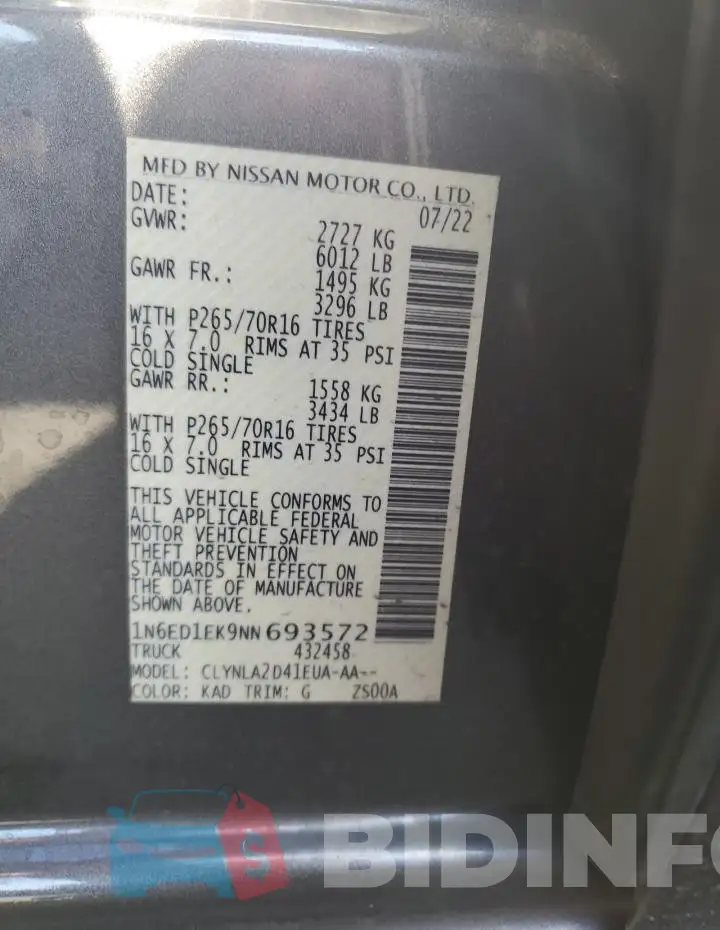 1N6ED1EK9NN693572 Photo# 12