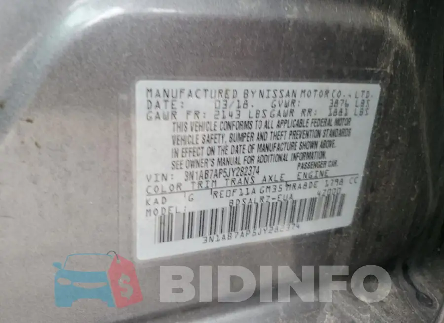 3N1AB7AP5JY282374 Photo# 12