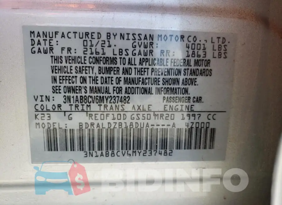 3N1AB8CV6MY237482 Photo# 13