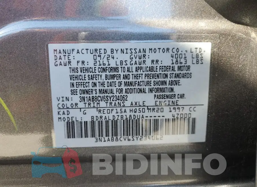 3N1AB8CV6SY234062 Photo# 12