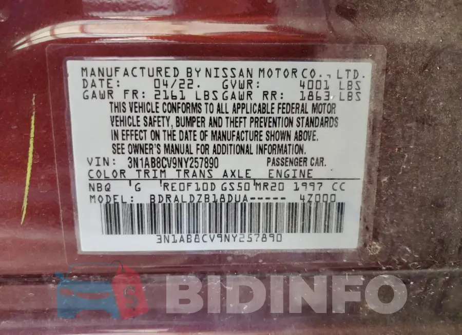 3N1AB8CV9NY257890 Photo# 12
