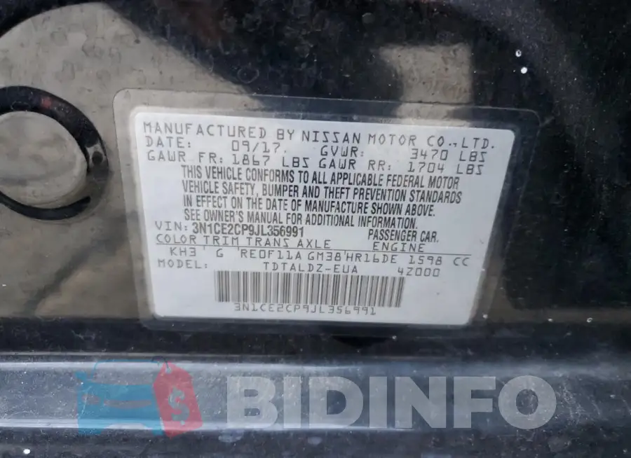 3N1CE2CP9JL356991 Photo# 12
