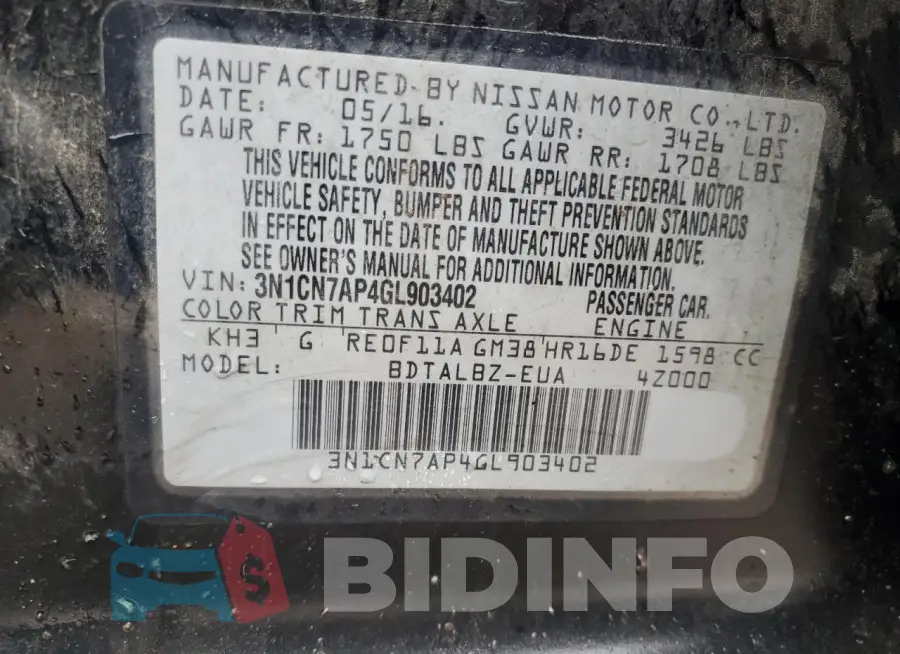 3N1CN7AP4GL903402 Photo# 12
