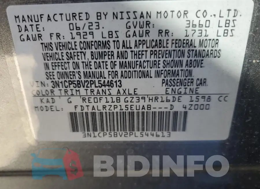 3N1CP5BV2PL544613 Photo# 13