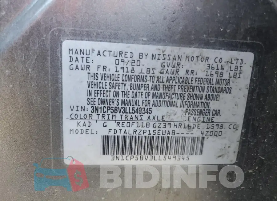 3N1CP5BV3LL549345 Photo# 13