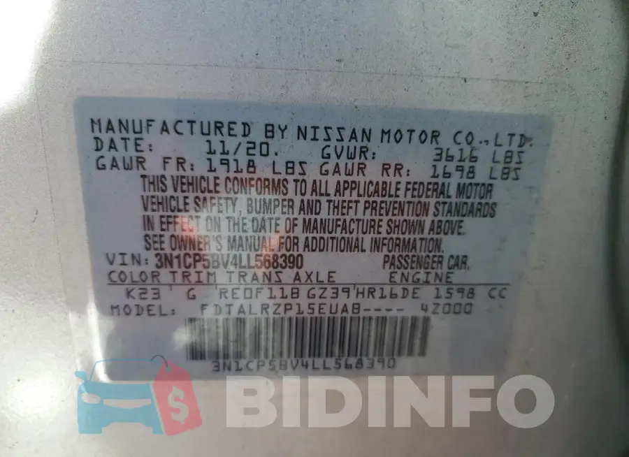 3N1CP5BV4LL568390 Photo# 13