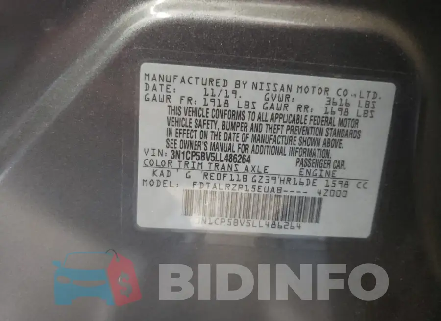 3N1CP5BV5LL486264 Photo# 14