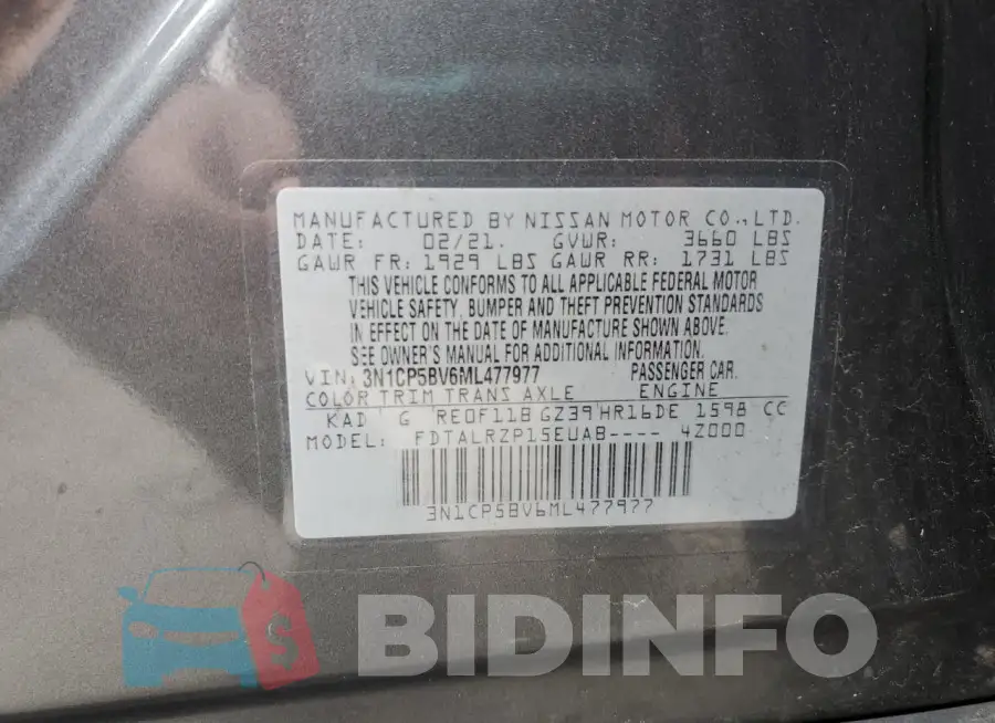 3N1CP5BV6ML477977 Photo# 13
