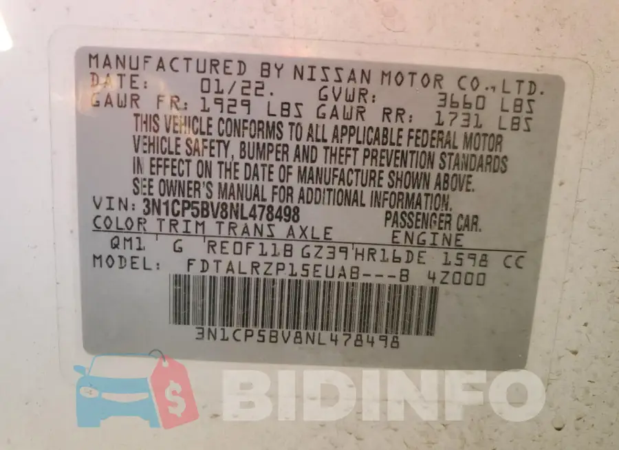 3N1CP5BV8NL478498 Photo# 14