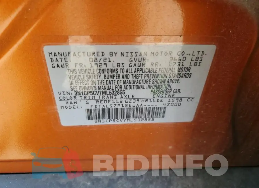 3N1CP5CV7ML532855 Photo# 14