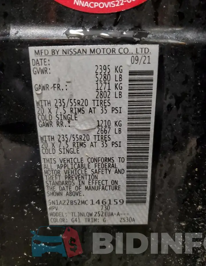 5N1AZ2BS2MC146159 Photo# 13