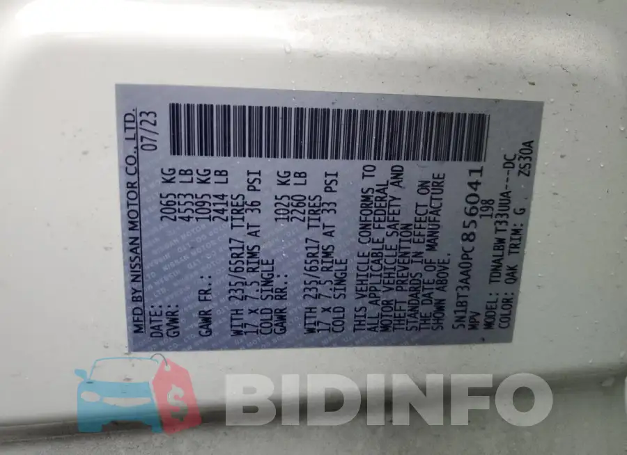 5N1BT3AA0PC856041 Photo# 13