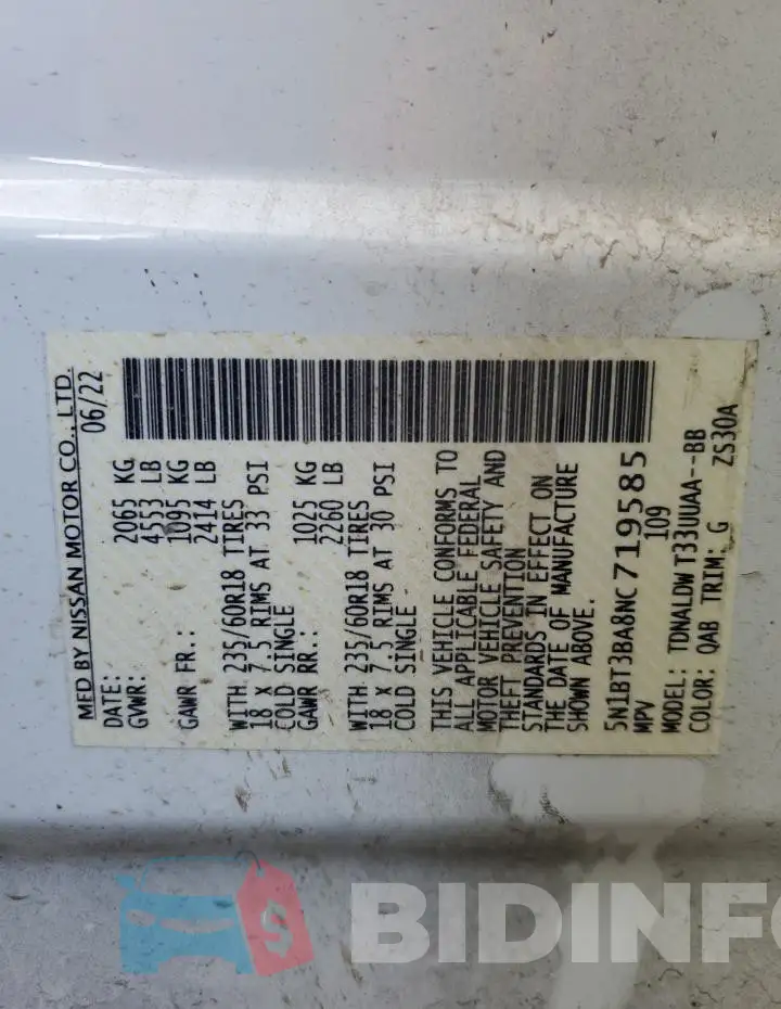 5N1BT3BA8NC719585 Photo# 13