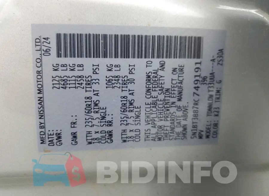 5N1BT3BB7RC749191 Photo# 14