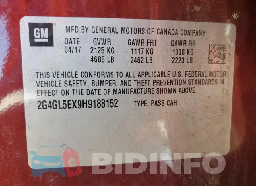 2G4GL5EX9H9188152 Photo# 13