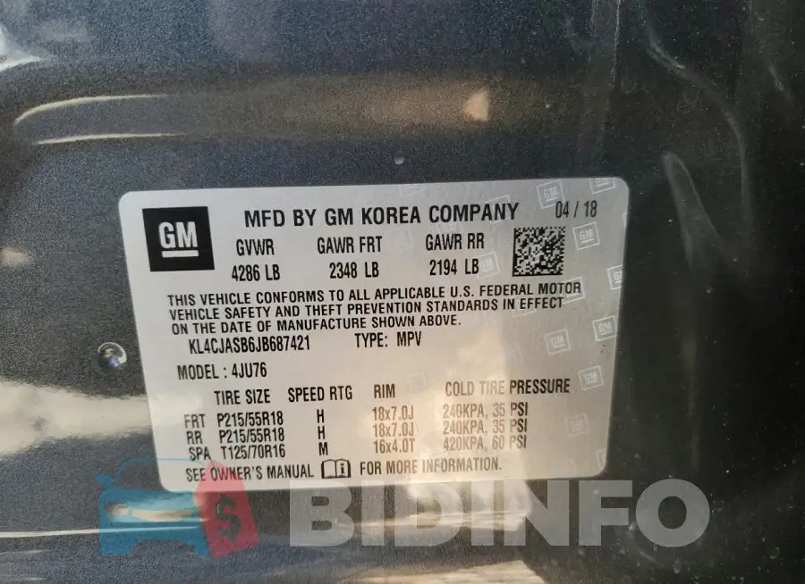 KL4CJASB6JB687421 Photo# 14