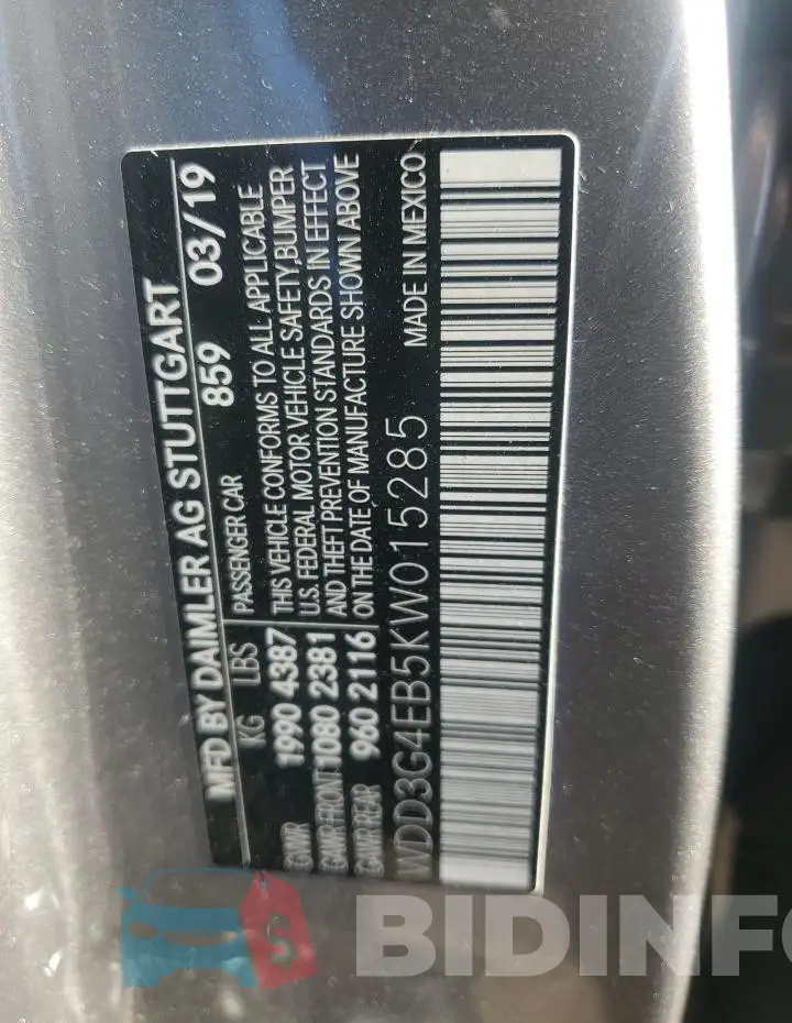 WDD3G4EB5KW015285 Photo# 12