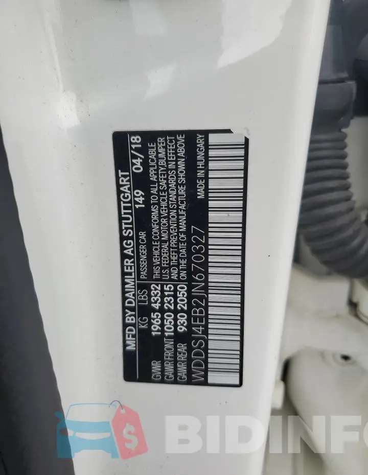 WDDSJ4EB2JN670327 Photo# 12