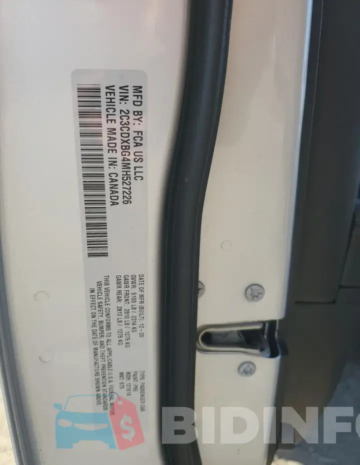 2C3CDXBG4MH527226 Photo# 12