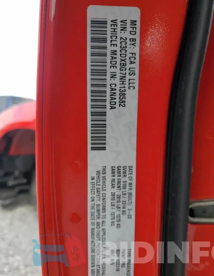 2C3CDXBG7NH138582 Photo# 13