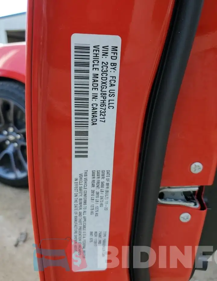 2C3CDXGJ8PH673217 Photo# 13