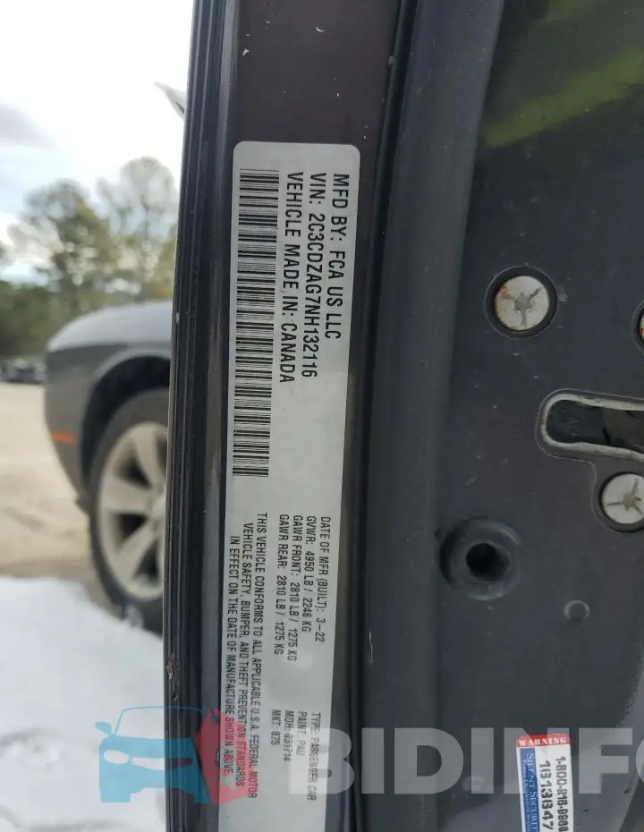 2C3CDZAG7NH132116 Photo# 12
