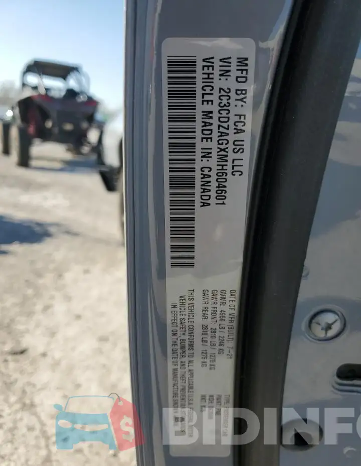 2C3CDZAGXMH604601 Photo# 12