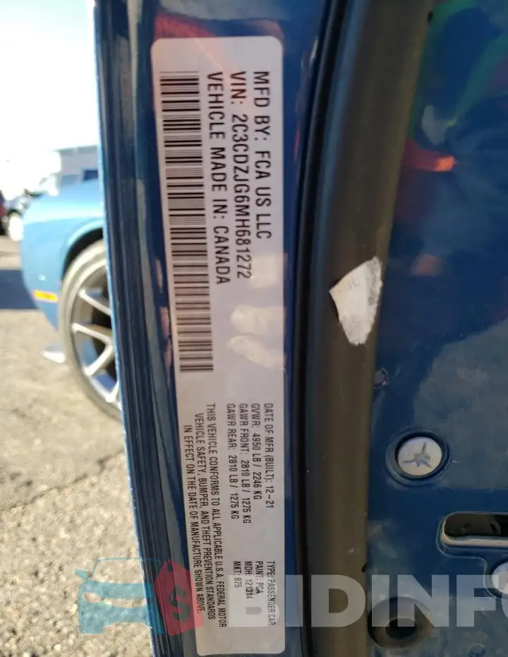 2C3CDZJG6MH681272 Photo# 12