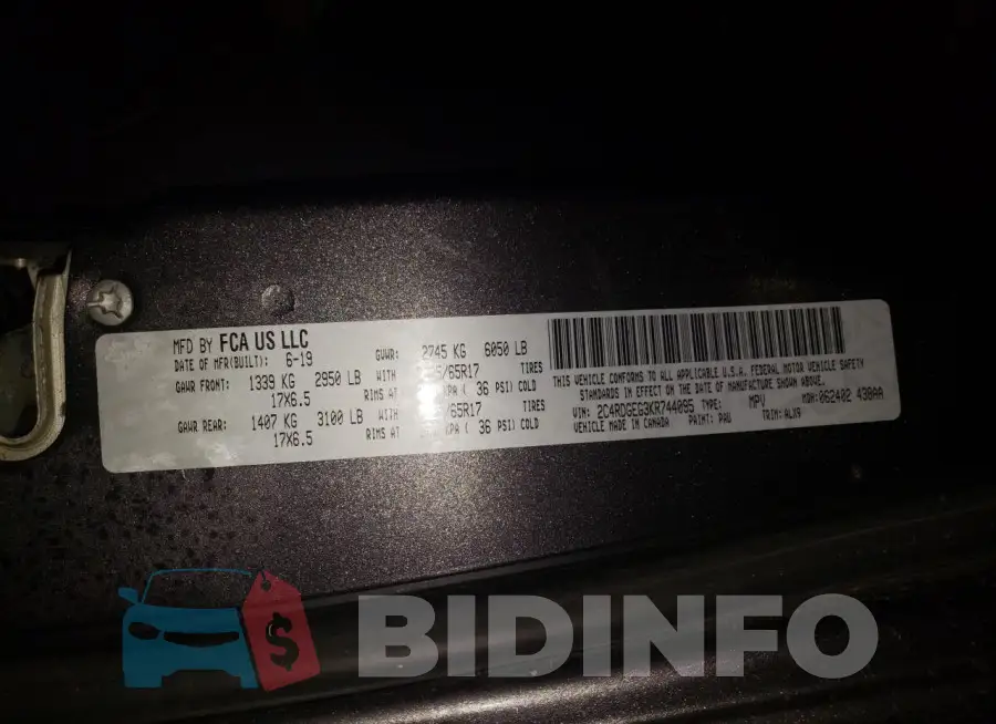 2C4RDGEG3KR744095 Photo# 14