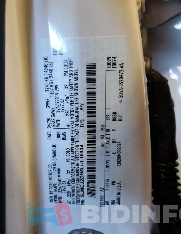 5LMCJ2DH6LUL16904 Photo# 14