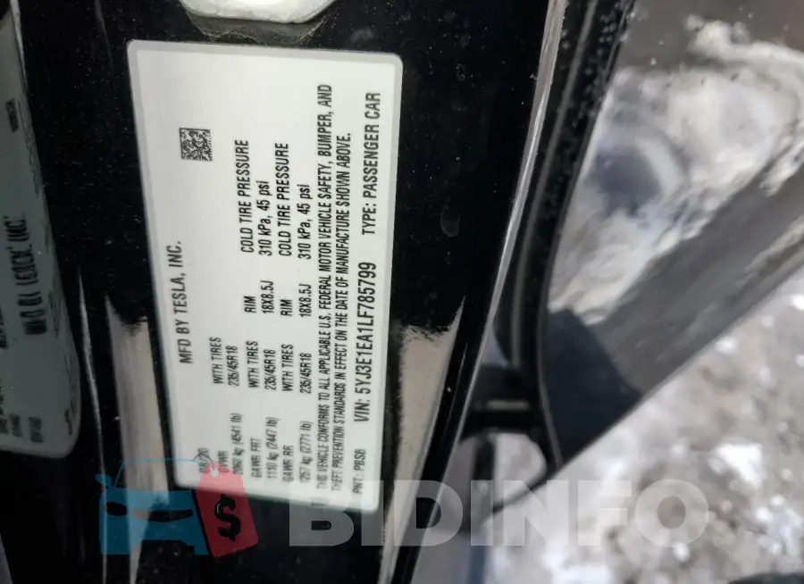 5YJ3E1EA1LF785799 Photo# 12